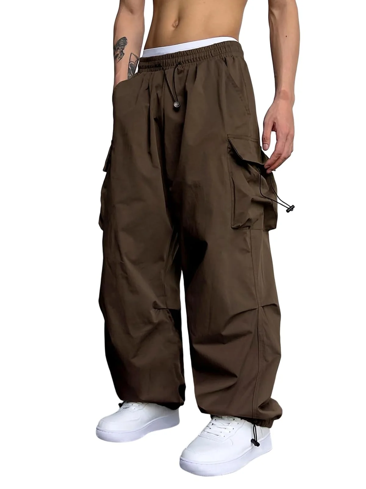 ZAFUL Men's Parachute Pants Casual Baggy Cargo Drawstring Trouser Review